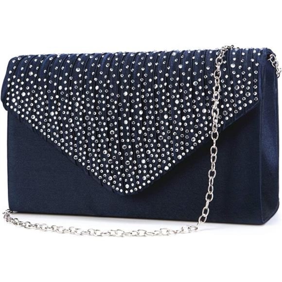 Purses and Handbags Envelope Evening Clutch Crossbody Bags Classic Dark Blue - Picture 2 of 6